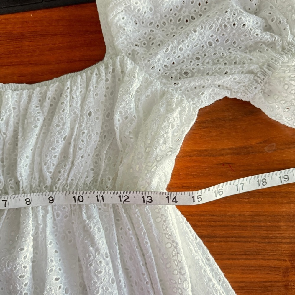 Buddy Love Valentina White Eyelet Puff Sleeve Mini Dress Size Small - Picture 11 of 12